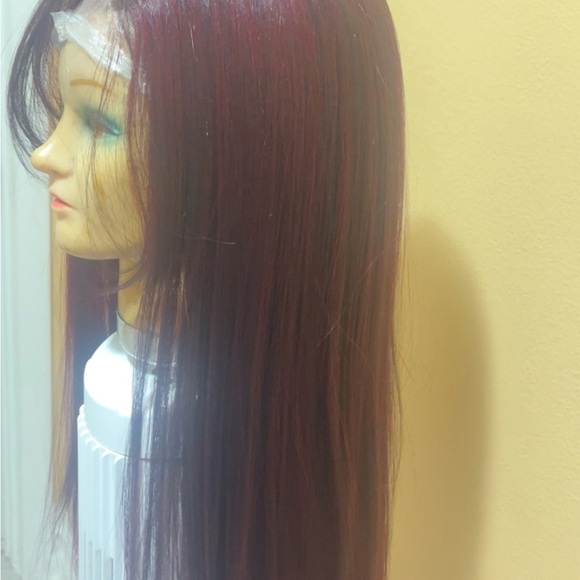 Model Model Deep Invisible L-Part Lace Front Wig - MUZE OMBURGUNDY NEW - Picture 3 of 3